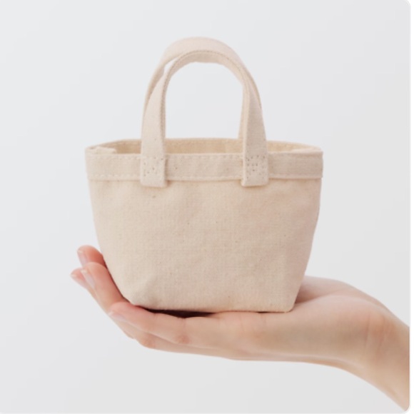 NWT Muji Mini Canvas Tote Bag Natural Beige From Japan - Picture 7 of 9